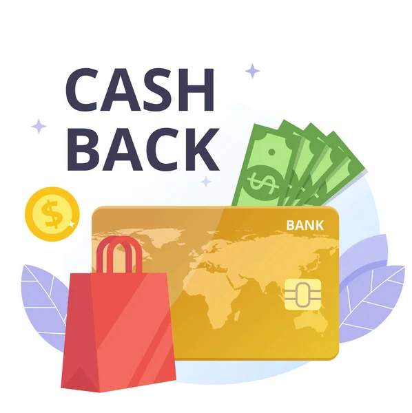 Cashback et paiement de l'achat concept de vecteur plat — Image vectorielle