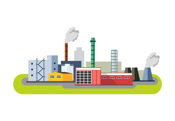 Icono de edificios industriales de fábrica. Paisaje de fábrica. Ilustración plana del vector . — Vector de stock