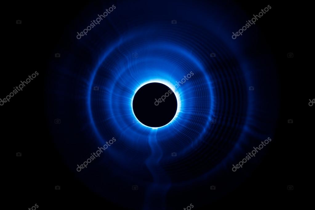Sound blue waves in tunnel in the dark