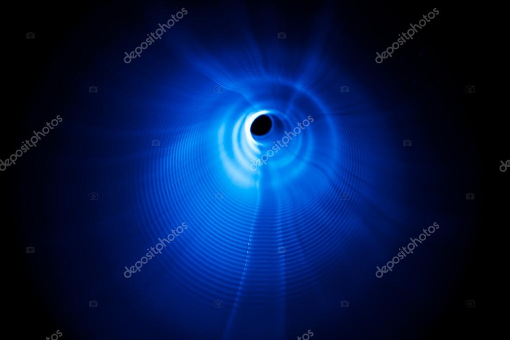 Sound blue waves in tunnel in the dark