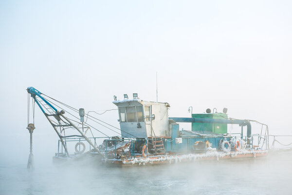 funny boat in the fog