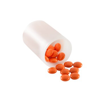 Beyaz arka planda izole edilmiş haplar