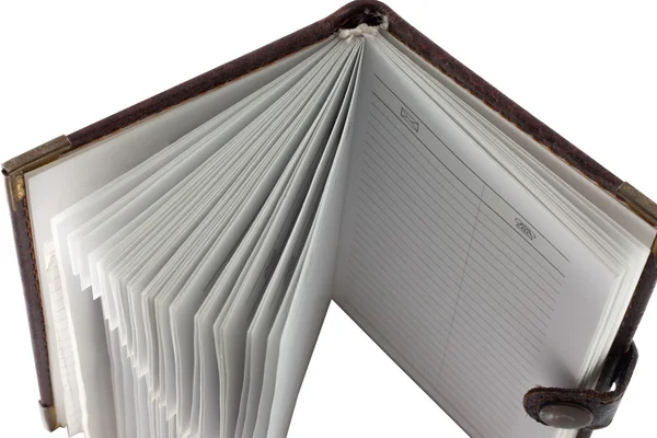 Notebook in lederen cover — Stockfoto
