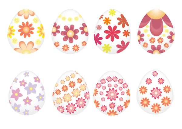Œufs de Pâques peints avec des fleurs varios . — Image vectorielle