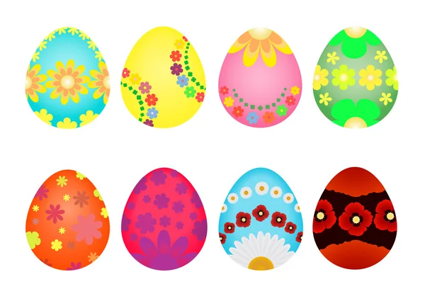Ovos de Páscoa pintados com flores varios . — Vetor de Stock
