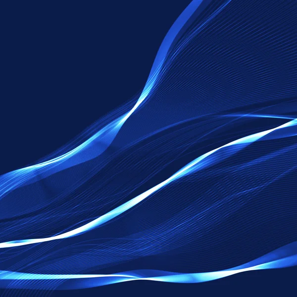 Blauwe golvende lint op een donkere achtergrond — Stockvector