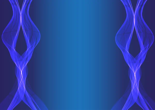 Blauwe golvende lint op een donkere achtergrond — Stockvector