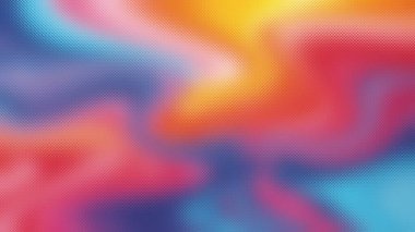 Pembe, turuncu, mavi ve sarı tonlara sahip, buzlu cam efektli soyut renk gradyanı.