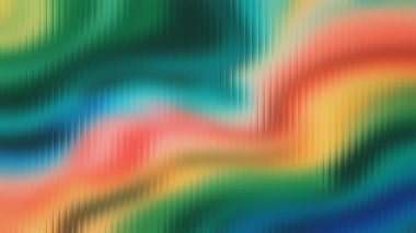 Soyut renkli dalgalı desenler. Yeşil, kırmızı ve sarı. Buzlu camlar üzerinden....