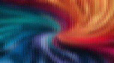 Dikey çizgi dokusuna karşı mavi, mor, turuncu ve kırmızı renk soyut girdap deseni.