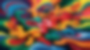 Dağılmış kırmızı, sarı, mavi ve yeşil şekillerin soyut desenleri bulanık. Ayrıntıları ve vibr 'i temizle...