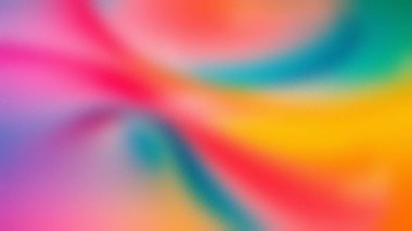 Bulanık pembe, sarı, yeşil ve mavi kıvrımlı sıvı şekilli parlak soyut arkaplan.