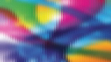 Donmuş cam dokusunda yeşil, sarı, mavi, pembe ve mor renkli soyut bulanıklıklar..