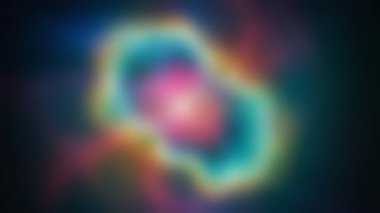 Bulanık pembe, mavi, sarı ve yeşil ışık girdaplı soyut kozmik nebula. Ayrıntıları temizle...