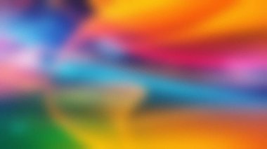 Donmuş cam dokusunda turuncu, mavi, pembe ve yeşil renklerin bulanık harmanı.