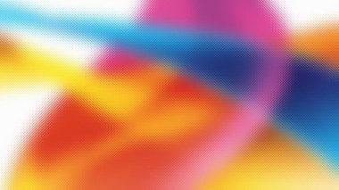 Beyaz, sarı, turuncu, kırmızı, mavi ve pembe kıvrımlı buzlu cam deseni..