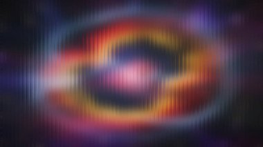 Ateşli renklere sahip soyut kıvrımlı nebula ve dikey çizgili doku. Ayrıntıları ve titreşimi temizle...