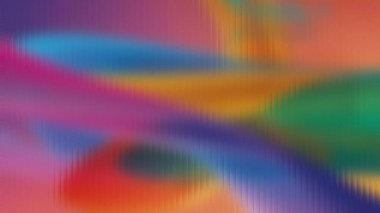 Dikey çizgileri olan pembe, mavi, turuncu, yeşil, kırmızı ve mor renklerin soyut karışımı.