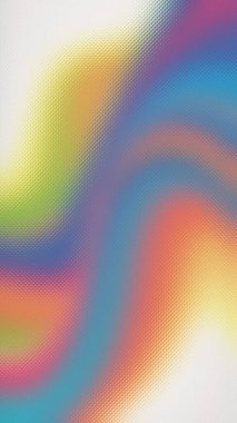 Kıvrımlı gökkuşağı renkleri ve buzlu cam efektiyle desenli bir arka plan..