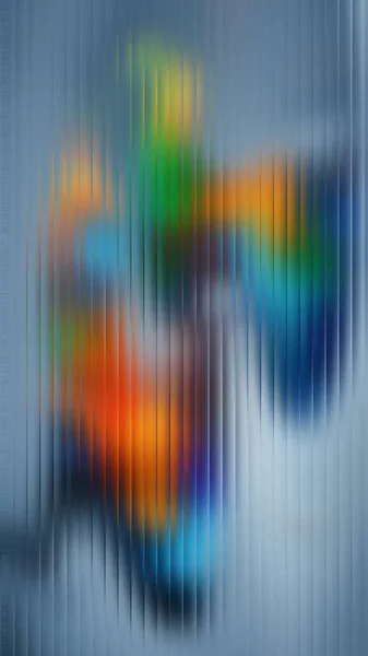 Açık mavi arkaplanda turuncu yeşil ve mavi renkli soyut bulanık şekiller.