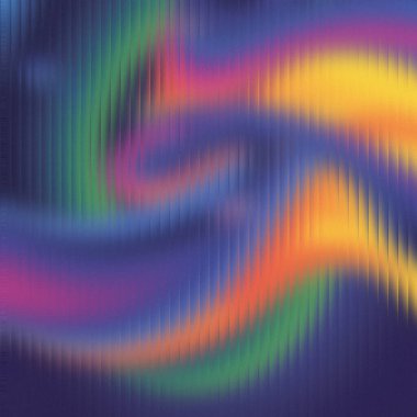 Soyut aurora borealis renkleri dikey çizgi deseni mavi yeşil ve turuncu