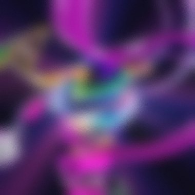 Kıvrımlı, soyut şekilleri parlak mor ve pembe renklerde olan buzlu cam dokusu..