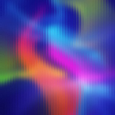 Dikey çizgilerin arkasında bulanık pembe, turuncu ve yeşil şekilli mavi soyut arkaplan.