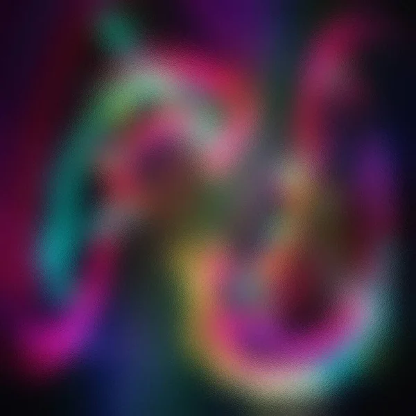 Bulanık neon rengi girdapları ve buzlu cam dokusu olan koyu soyut bir arkaplan..