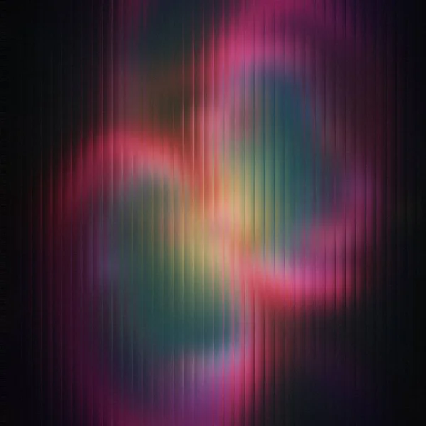 Bulanık neon pembe ve gök mavisi parlak şekillere ve dikey çizgilere sahip koyu soyut bir arkaplan.