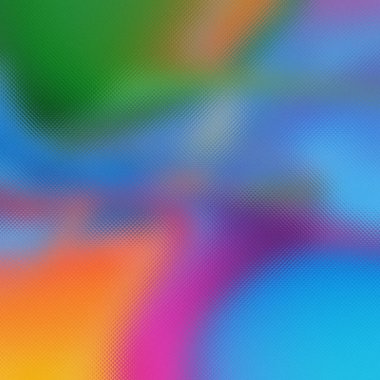 Buzlu cam dokusu yeşil, mavi ve turuncu renklerin soyut bir karışımını örtüyor..