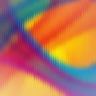 Canlı soyut renkler dikey çizgi desenleri ile turuncu, pembe ve mavi ile harmanlanır.