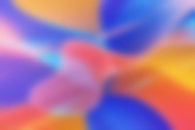 Yumuşak bulanık soyut şekiller canlı mavi, pembe, sarı ve turuncu kıvrımlar..