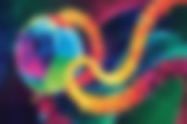 Donmuş, soyut turuncu, mavi ve yeşil kıvrımlı, donuk desenli. Yüksek...