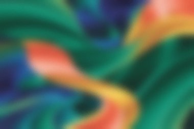 Turuncu ve kırmızı organik şekilleri ve bulanıklığı olan yeşil ve mavi kıvrımlı bir arka plan..