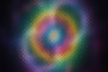 Buzlu camda gökkuşağı renkleri olan dairesel soyut bir desen..