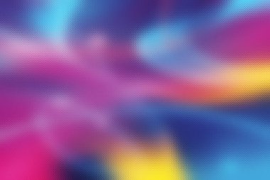 Mor, pembe, sarı ve mavi renkli bulanık soyut şekilli buzlu cam deseni..