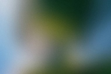 Yumuşak yeşil, mavi ve gri tonlarda bulanık bir arkaplan ve ince bir tahıl dokusu.