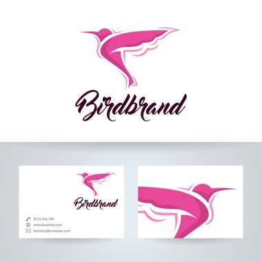 Kuş marka vektör logosu ile kartvizit şablonu