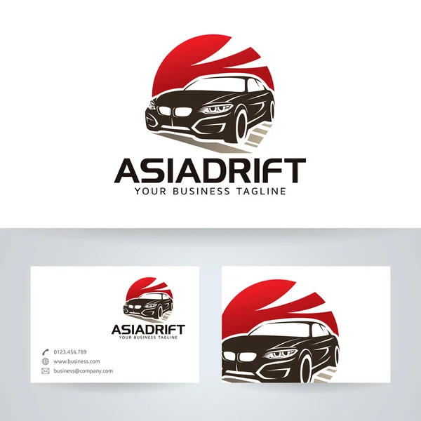 Asian Drift vector logo with business card template — Stock Vector