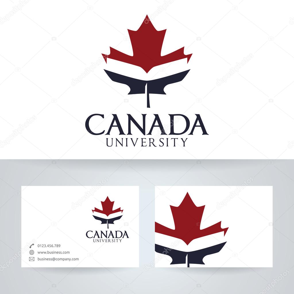 Canada university vector logo with business card template