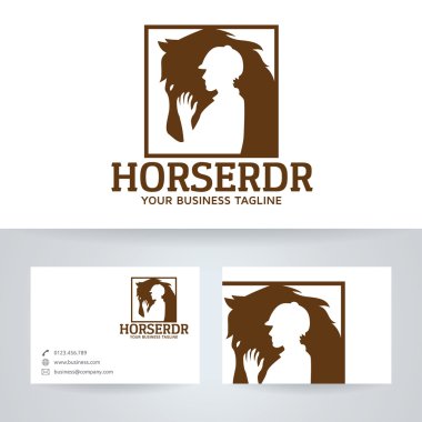 At ve binici vektör logosu ile kartvizit şablonu