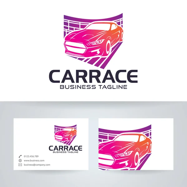 Logotipo vetor de corrida de carro com modelo de cartão de visita —  Vetores de Stock