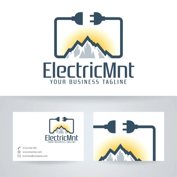Elektrische berg vector logo met de sjabloon voor visitekaartjes — Stockvector