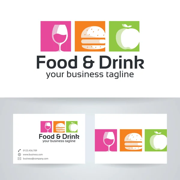 Logo vettoriale Food & drink con modello di biglietto da visita — Vettoriale Stock