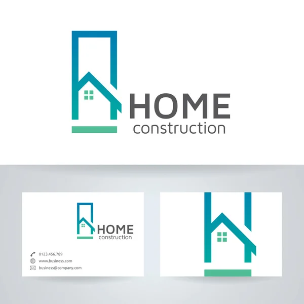 Home costruzione vettoriale logo con modello di biglietto da visita — Vettoriale Stock