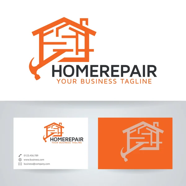 Home repair vector logo with business card template — Stock Vector