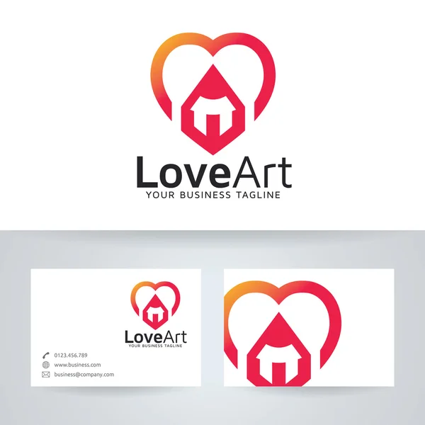 Love Art Vektor Logo mit Visitenkartenvorlage — Stockvektor