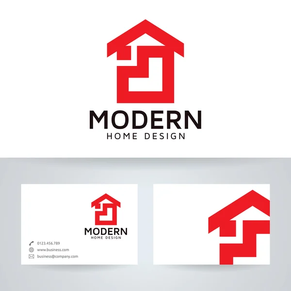 Modern home design vector logo with business card template — Stock Vector