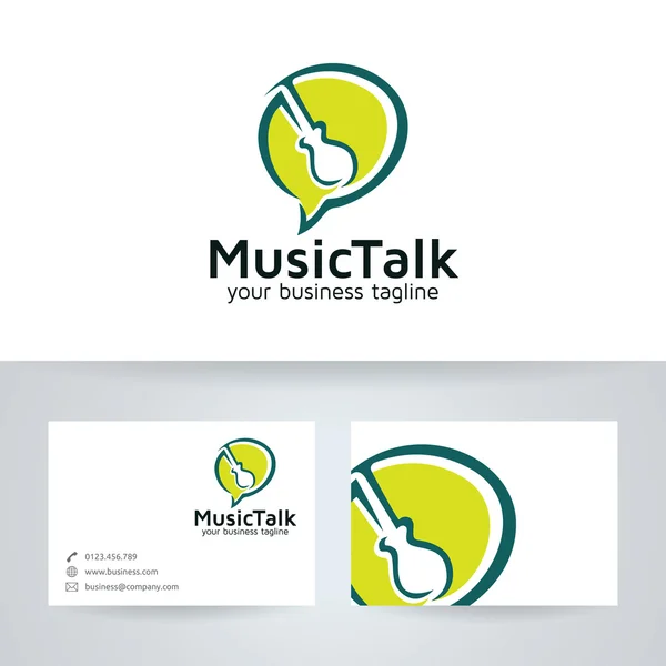Musik talk vektor logotypen med visitkortsmall — Stock vektor