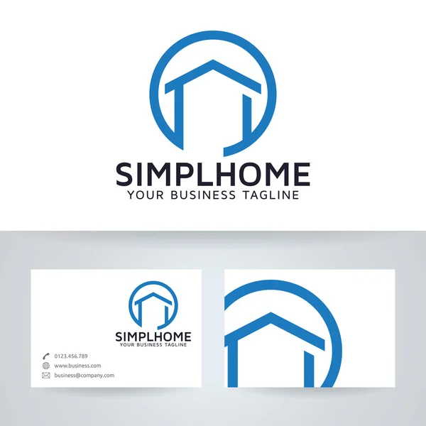 Logotipo vetor home simples com modelo de cartão de visita — Vetor de Stock